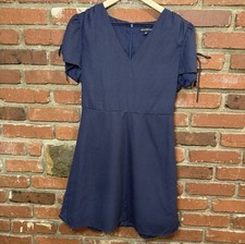 J. Crew Mercantile Navy Blue White Polka Dot Tie Sleeve Dress Size 6 A-Line