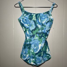 VTG 50s Jantzen Swimsuit One Piece Womens Floral Size 14 Pin Up