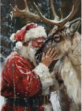 GEMFAMILY Winter 5D Diamond Art Kits for Adults,Santa Claus and Reindeer Diamond