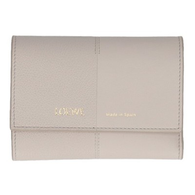 LOEWE Vertical Wallet Small Calf & Grain Leather Gray Gebraucht