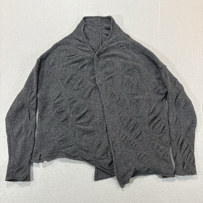 Moyuru Wool Cardigan Sz M Gray Abstract Japanese Avant Garde Women s Snap Front