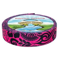 Country Brook Design® 1 Inch Pink Polynesian Polyester Webbing, 5 Yards