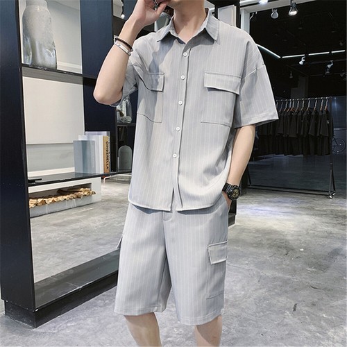 Mens Jogger Tracksuit Sets Short Sleeve 