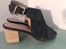 Sole Society Zuma Sandals Navy Suede Mules Chunky Heel Sling Back Womens Sz 7