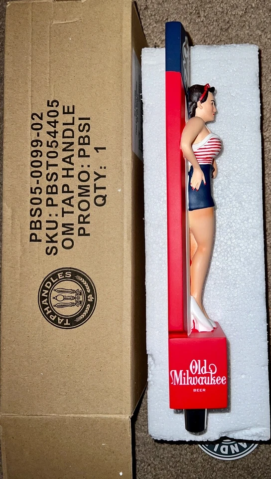 VHTF Old Milwaukee Girl Pinup Tap Handle New in Box - Image 4 of 4