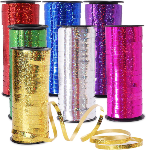 7 Pack Curling Ribbon, Crimped Curling Ribbon Metallic Balloon Ribbon Gift Wrap