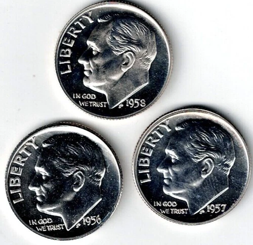 1956+1957+1958 Three Proof Silver Roosevelt Dimes!
