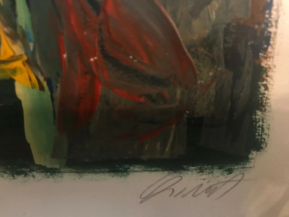 Floral amarelo abstrato ~ Óleo original assinado ~ Artista desconhecido. Suly T.  - Imagem 3 de 4