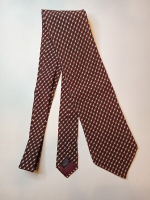 Auth GEORGIO ARMANI Tie Rust Beige Black Brown Men's Necktie Geometric Italy