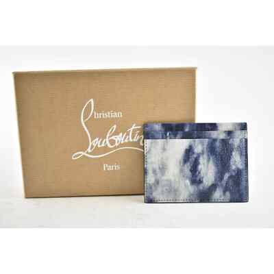 Christian Louboutin W Kios Blue Denim Punk Stud Spike Credit Card