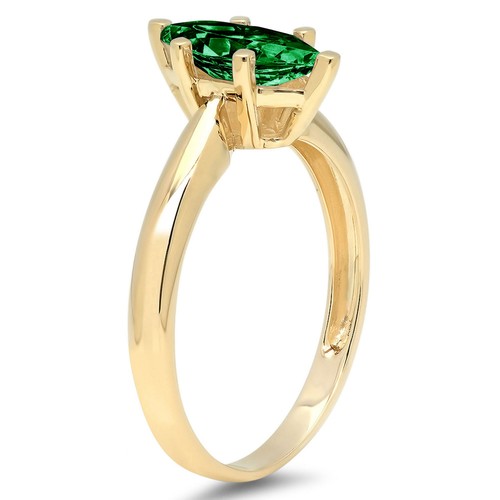 1.5 tcw Marquise Cut Engagement Ring 14K Yellow Gold Emerald Promise Ring - Picture 11 of 11