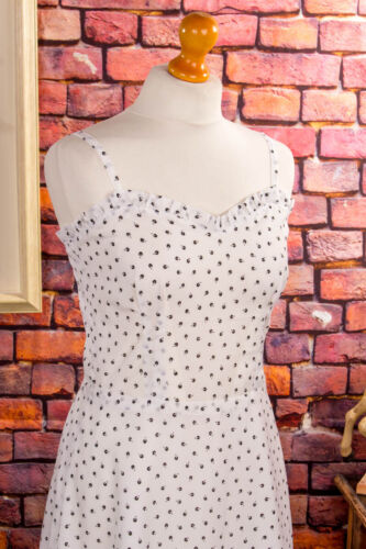 Vintage orig 70er Sommerkleid Kleid weiß Punkte Dalmatiner Rockabella Disco 38 - Bild 2 von 5