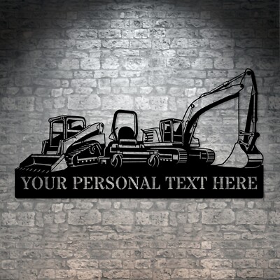 Personalized Construction Worker equipment Metal Sign. Custom Machinery Wall Dec