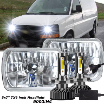 Pair For Chevy Express Cargo Van 1500 2500 3500 7x6 5x7 LED Headlights High/Low