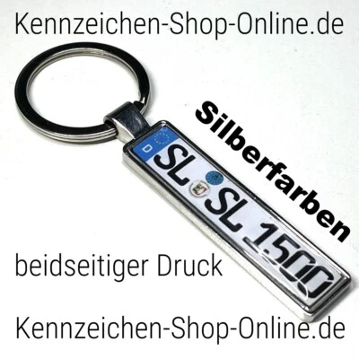 Schlüsselanhänger Silber Kennzeichen Nummernschild Autokennzeichen Anhänger - Bild 1 von 4