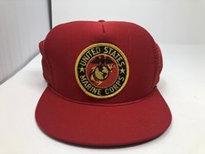 United States Marine Corps Red Hipster Mesh Trucker Hat Snapback USMC Vintage