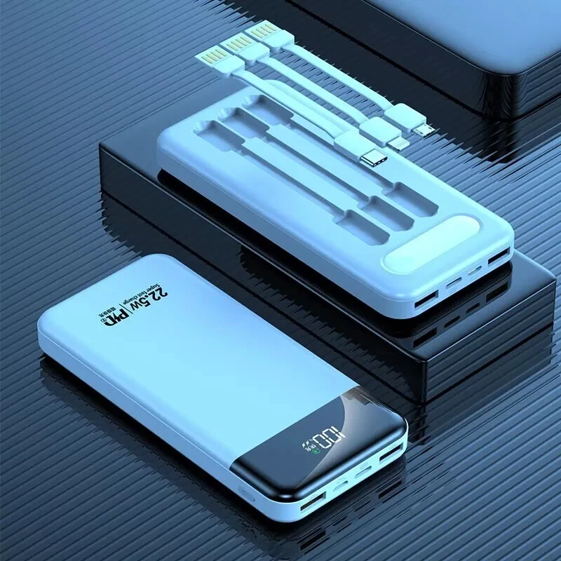 Portable Power Bank 10000mAh Fast Charging Battery with 3 Built in Cable BLK/WHT - Image 4 of 4
