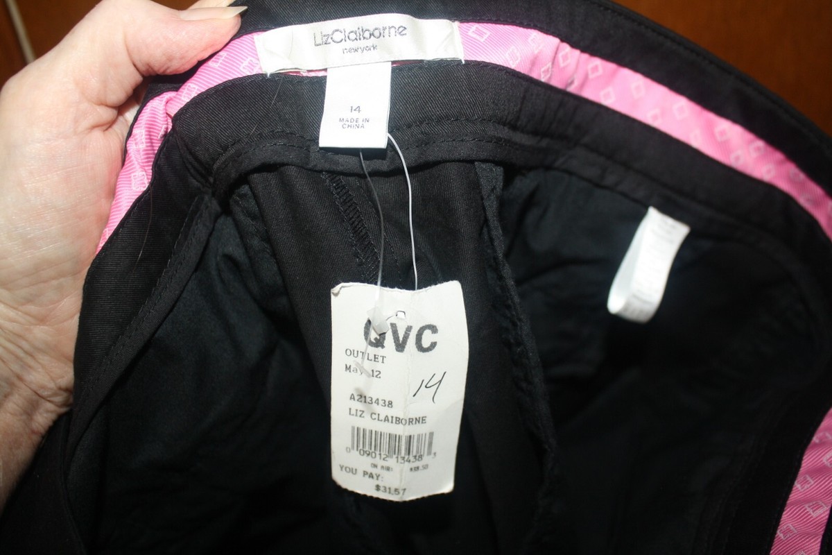 Liz Claiborne Black Cotton Casual Cropped Pants sz 14 NWT | eBay