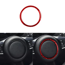 Red Carbon Fiber Steering Wheel Ring Cover Trim For Jaguar F-PACE XE XF 2016-20