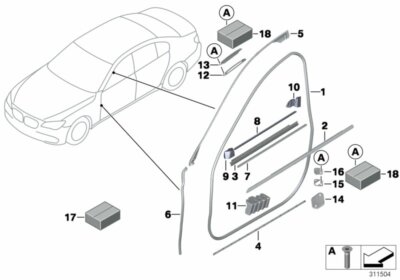 51 33 7 178 007 BMW 7 F01 Front Left Door Rubber Seal 51337178007  