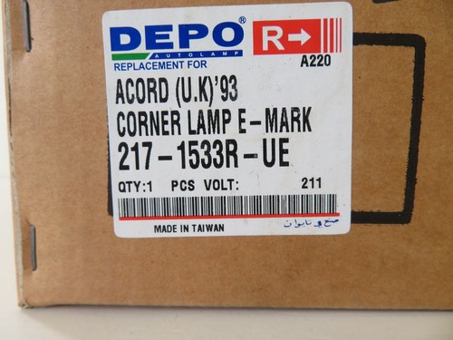 OS DRIVER RH FRONT INDICATOR LIGHT FOR HONDA ACCORD 217-1533R-UE 1993-1996 - Picture 6 of 12