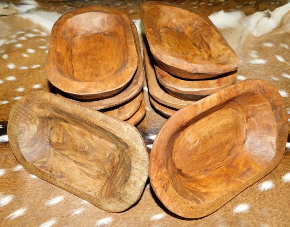 New Carved Wooden Dough Bowl Primitive Wood Trencher Tray