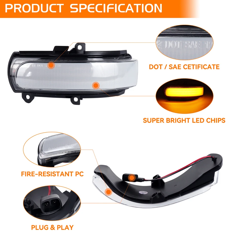 Luz de señal de giro LED de espejo lateral secuencial para 2011-2016 Scion tC 2008-2015 xB Foto 3 de 4