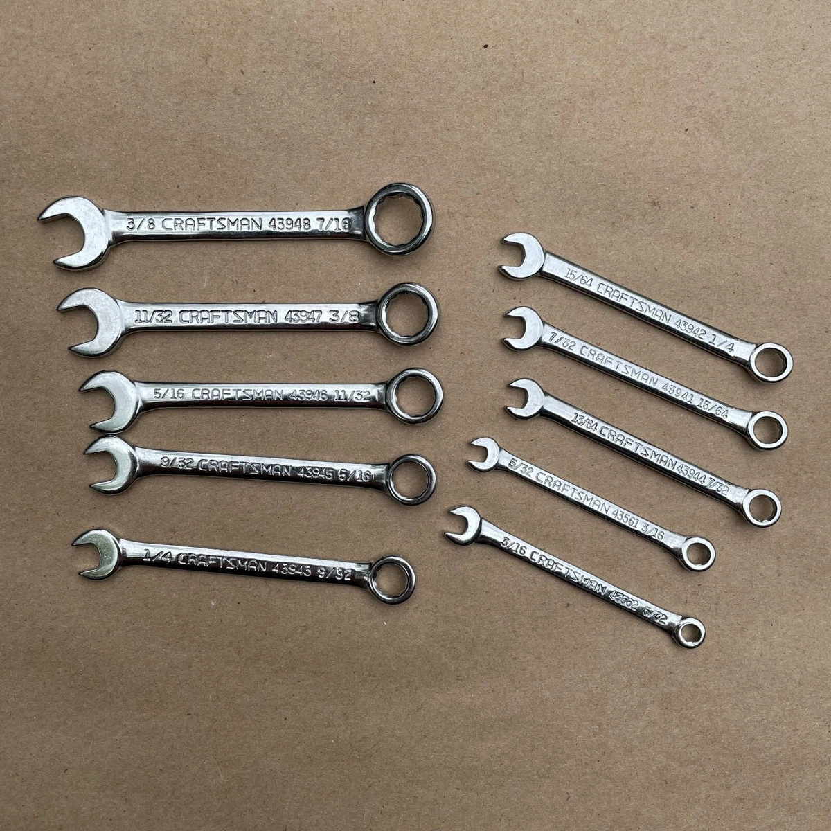 Vintage SEARS Craftsman 10pc Combination STANDARD Ignition Wrench