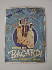 Antique Old BACARDI RUM ADVERTISING DISPLAY CARDBOARD BAR 1930s 15x20 inches