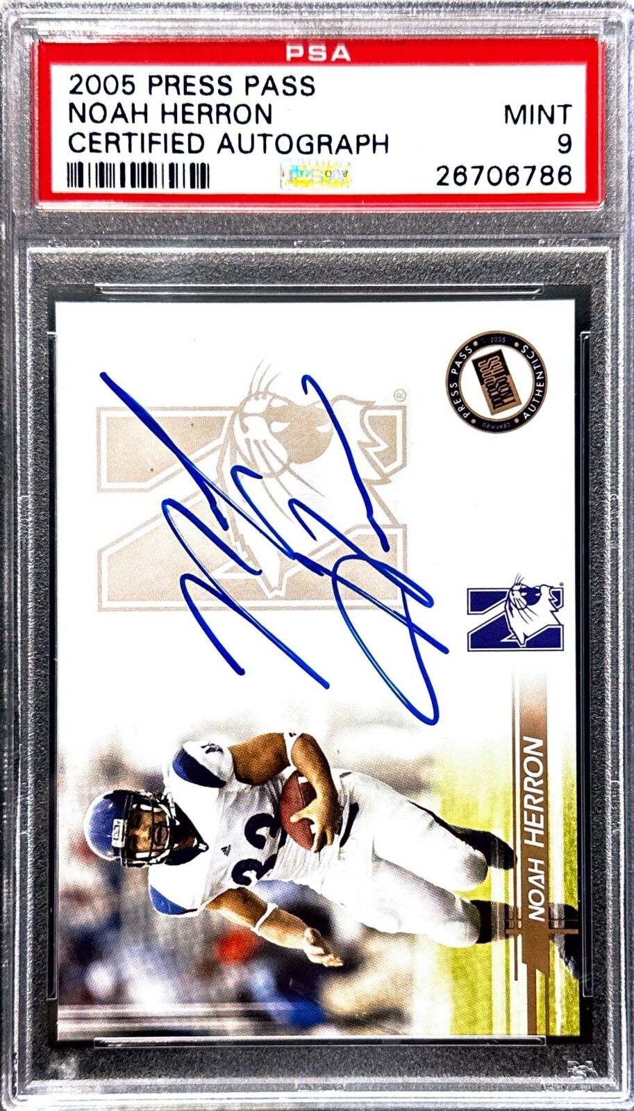 Noah Herron Press Pass Certified Autograph # Base