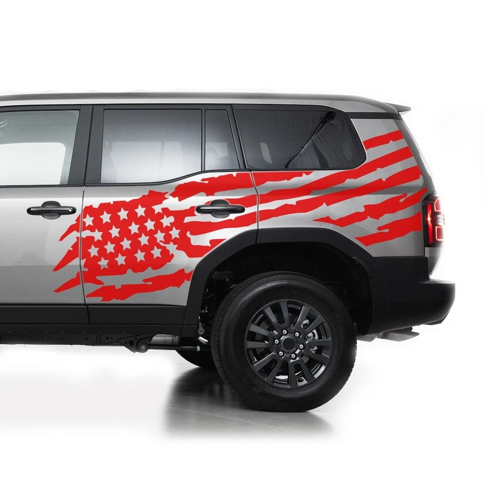 Kit de calcomanías adhesivas de diseño gráfico con bandera de Estados Unidos trasera para Toyota Land Cruiser SUV Foto 4 de 4