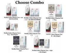 Wella Color Charm T-10, 14, 28, 050 with 20 DEVELOPER 0.21oz Combo -Choose Combo