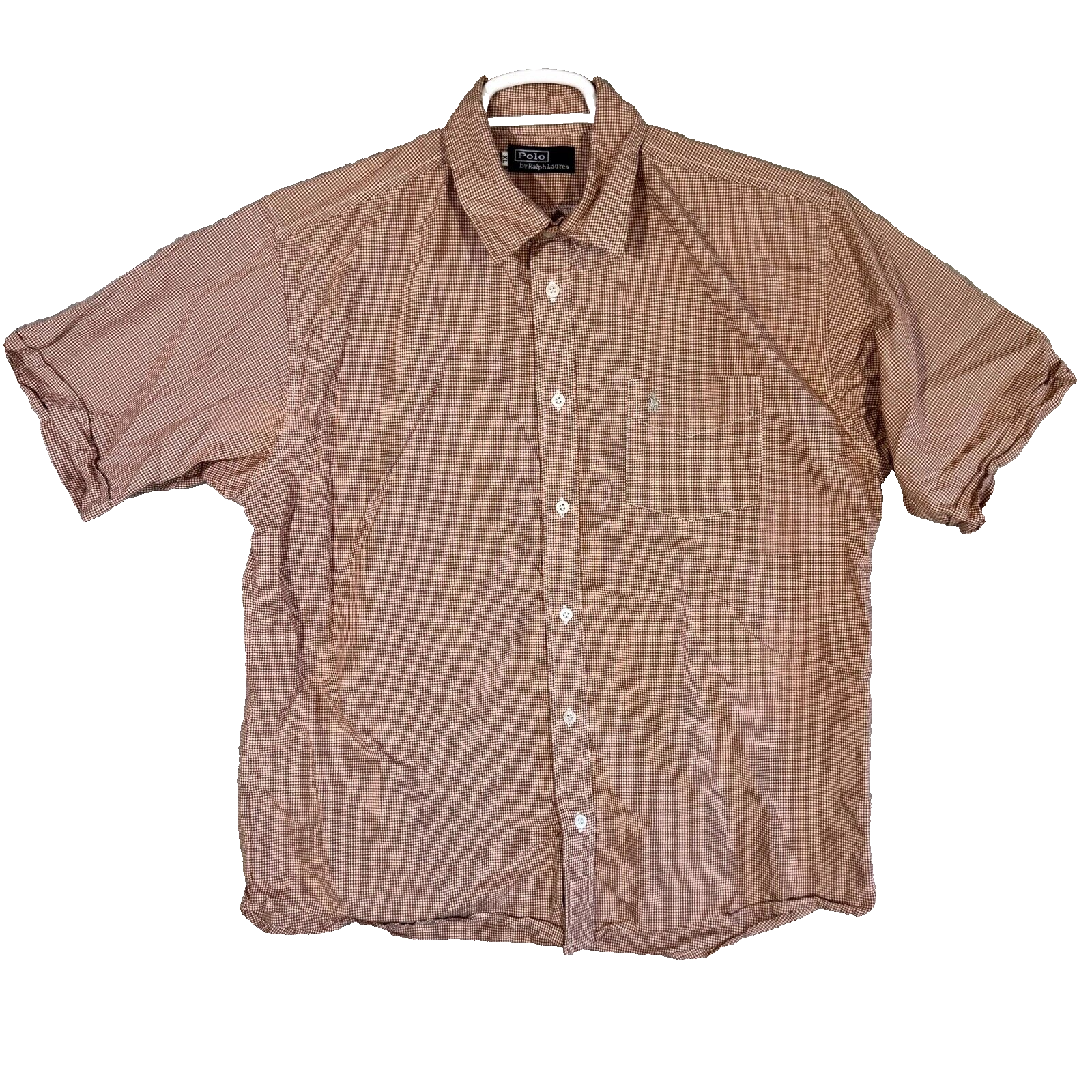 PONY Polo By Ralph Lauren Camicia Uomo XL Rosso Quadri Tasche Manica Corta Bottoni M1205