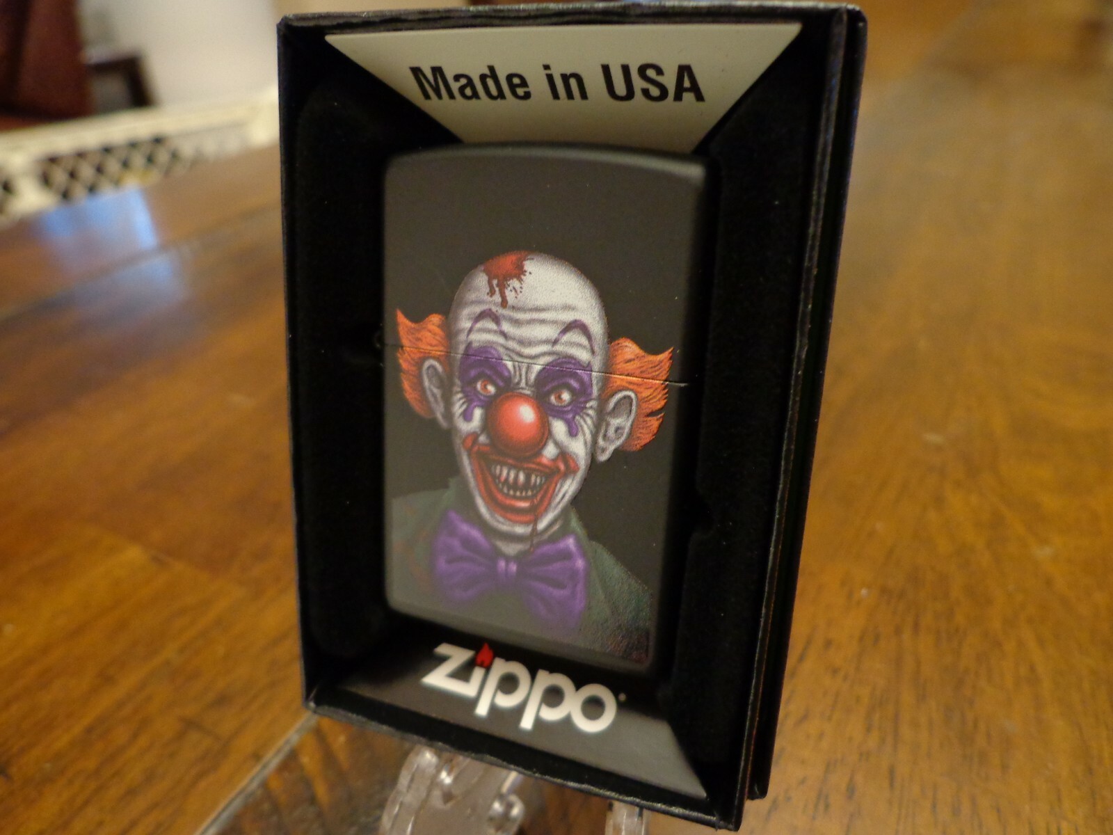 HORROR CLOWN MONSTER SCARY BLACK MATTE ZIPPO LIGHTER MINT IN BOX eBay