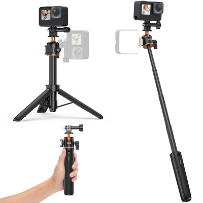 VRIG Extendable Portable Selfie Stick Mini Tripod with Cold Shoe Mount for Gopro
