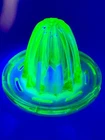 Vintage Green Uranium Depression Glass Fruit Juicer Reamer U.S Glass Co. As Is