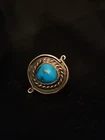 antique turquoise heavy taxco type Navajo sterling silver unmarked ring size 6