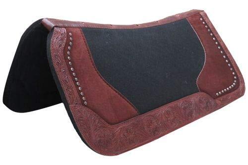 Showman 31" x 32" Felt Saddle Pad w/ Floral Tooled Trim - Picture 1 of 1