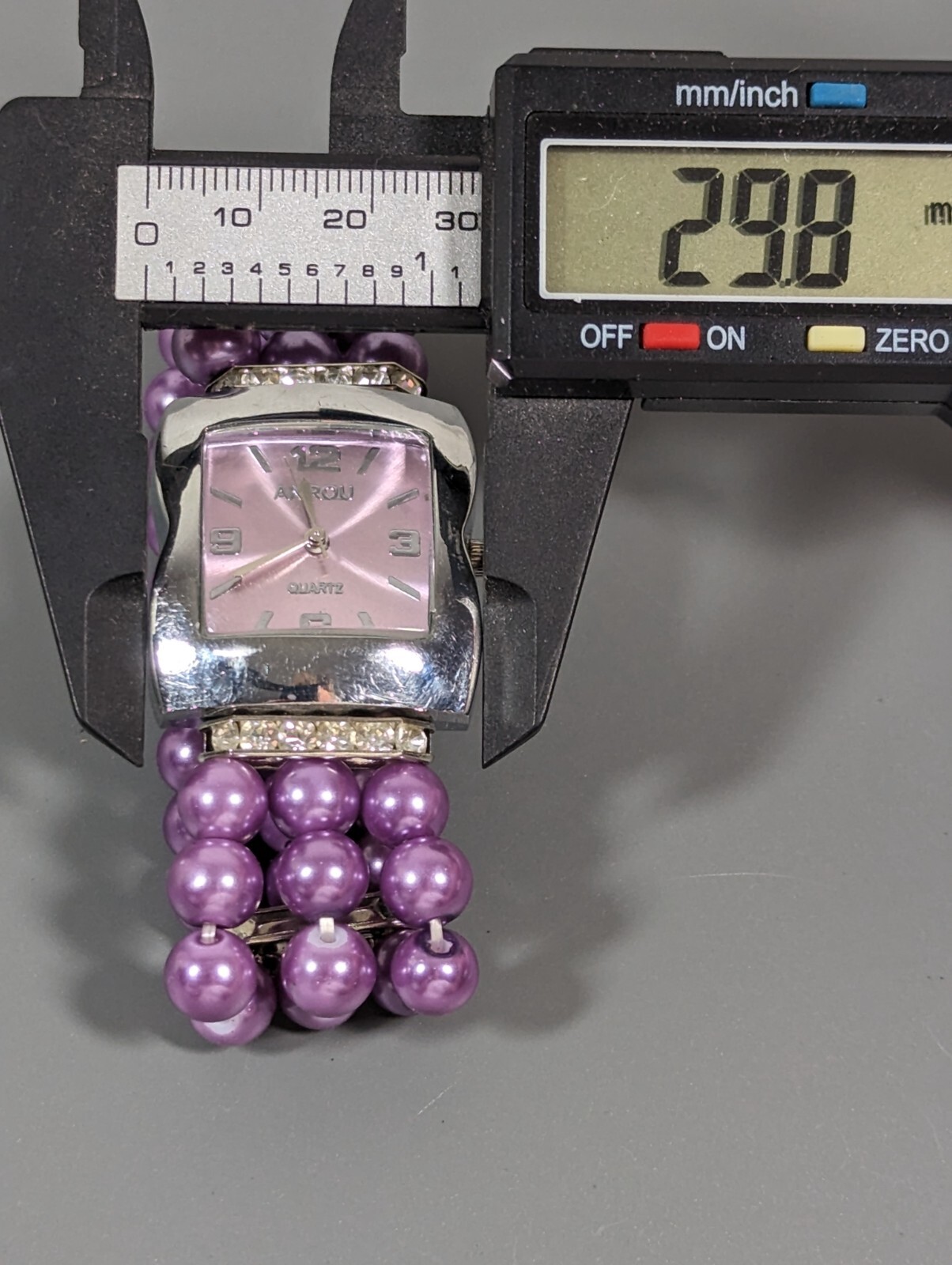 Purple Dial Silver Tone Rectangle Case Purple Bea… - image 3