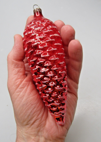 Vintage Blown Glass Jumbo RED Mica PINE CONE PINECONE Christmas Ornament Germany - Picture 1 of 6