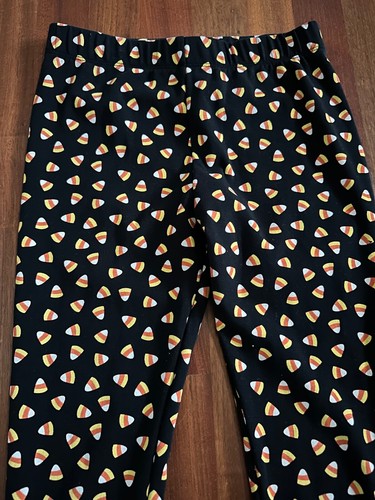 Gymbroee Girls Size 12 Candy Corn Leggings Halloween Fall Black & Orange - Picture 2 of 9
