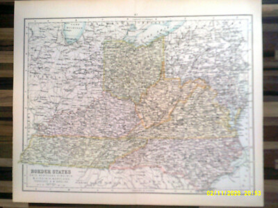 Antique Map. BORDER STATES (U.S.A.). c1900. VG.