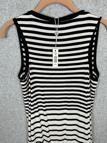 Max Studio Black White Striped Maxi Dress Medium Sleeveless Scoop Neck $118 NEW - Picture 12 of 13