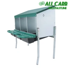 For Chicken Nest Box Green Chicken Nesting Box With Metal Legs Roll Away 3 Holes
