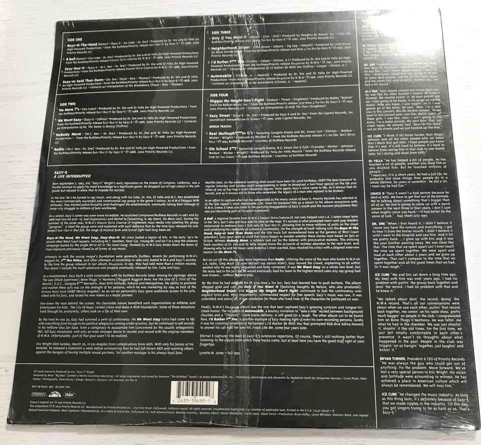 Eazy-E / Eternal E 12" Vinyl 2003 US Reissue 2LP Still Sealed N.W.A. Dr. Dre - Image 2 of 4