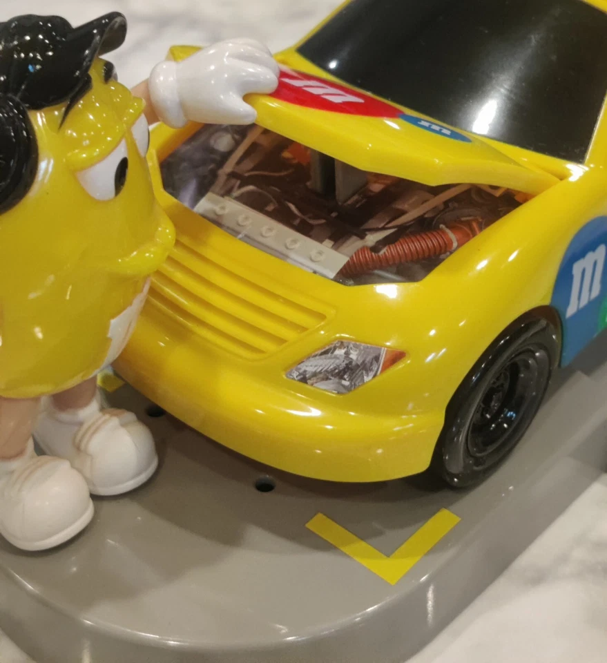 Vintage M&M’s Under the Hood Nascar And Walgreens Candy Dispenser Yellow & Red - Image 2 of 4
