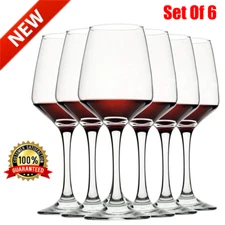 Set of 6, 12oz Clear Red/White Wine Glasses, Long Stem Glasses for Party Wedding