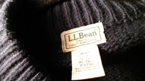L.L. BEAN 100% WOOL SHETLAND MEN'S XL TALL LONG DARK BLUE ZIPPER SWEATER JACKET - Picture 5 of 5
