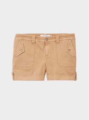 Torrid Military Short Short Twill Button Tab Hem Cargo Khaki Brown