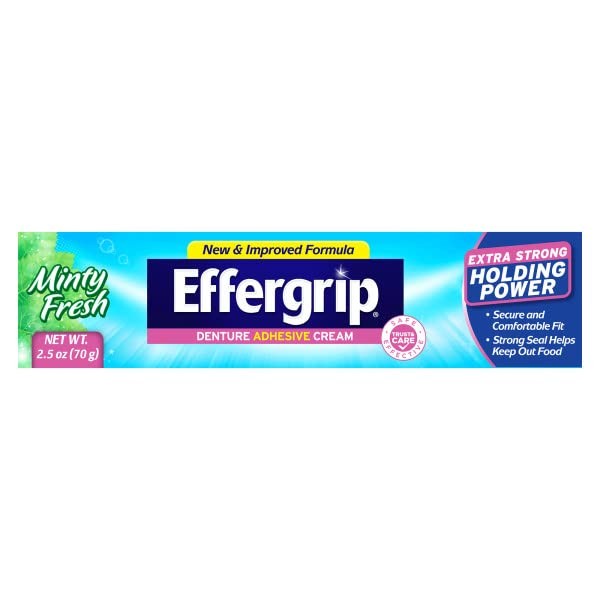 Effergrip Denture Adhesive Cream, 2.5 Ounce (Pack of 6), Clear/Transparent 